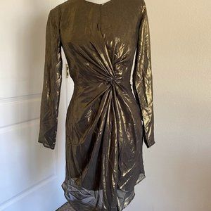 Women Dress Elegant Long Sleeve Tie Waist Cocktail Party Mini Dresses